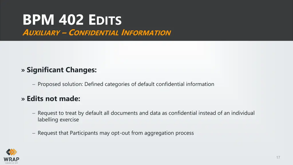 bpm 402 e dits a uxiliary c onfidential