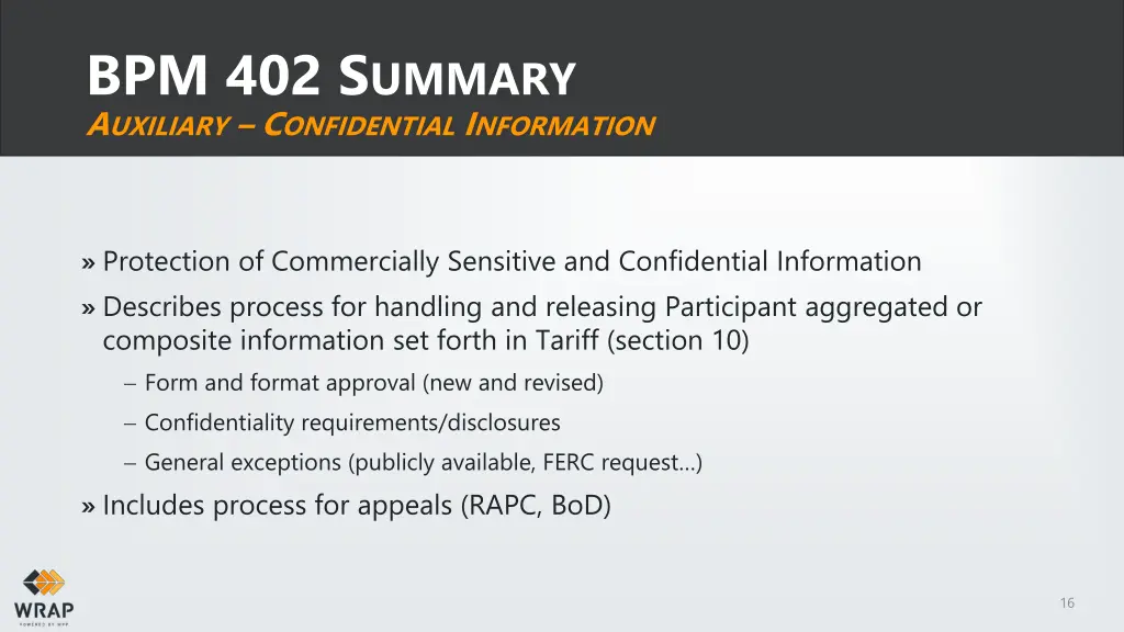 bpm 402 s ummary a uxiliary c onfidential