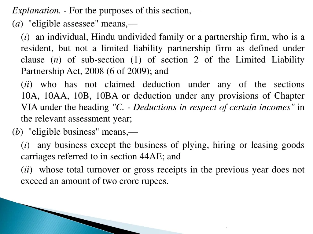 explanation for the purposes of this section