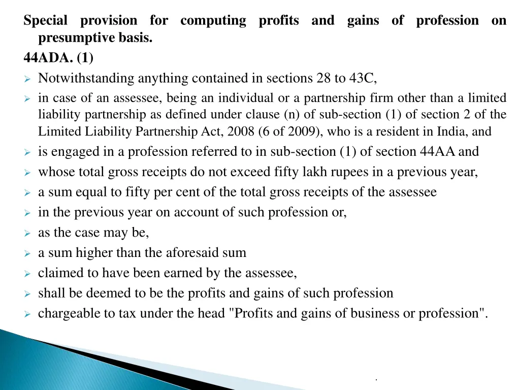 special provision for computing profits and gains 1