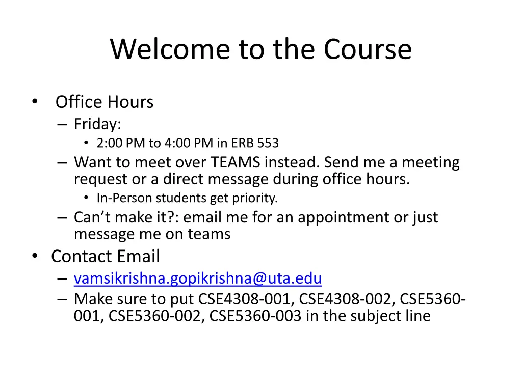 welcome to the course 1