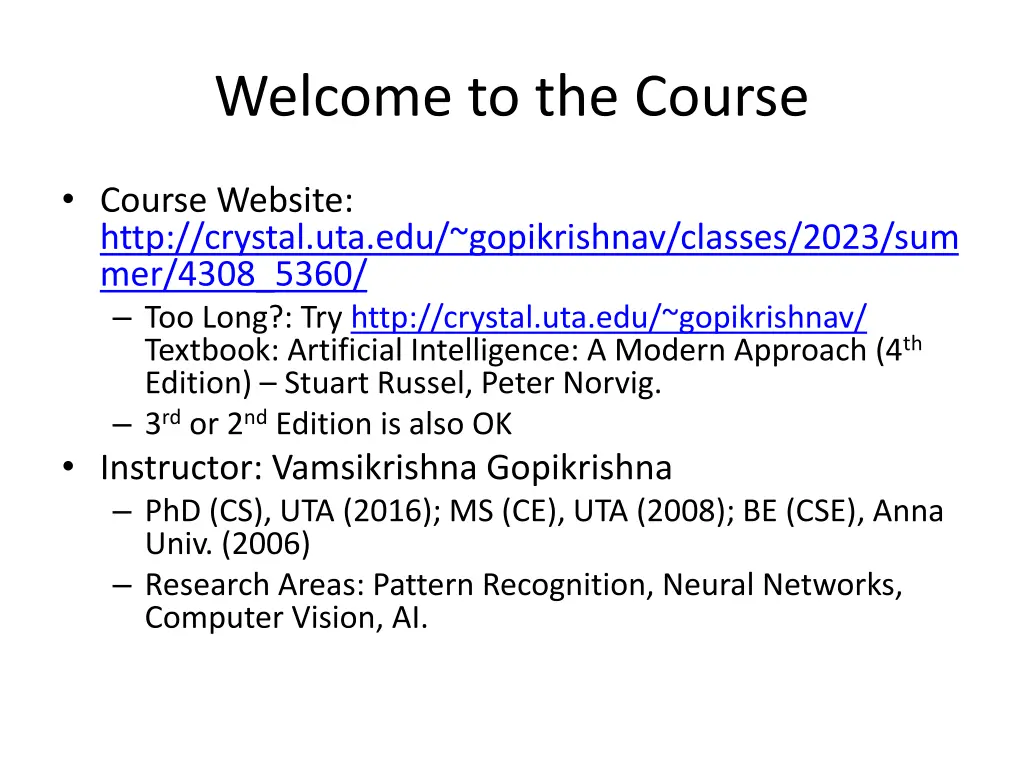 welcome to the course