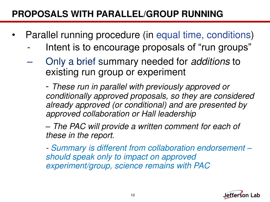 proposals with parallel group running
