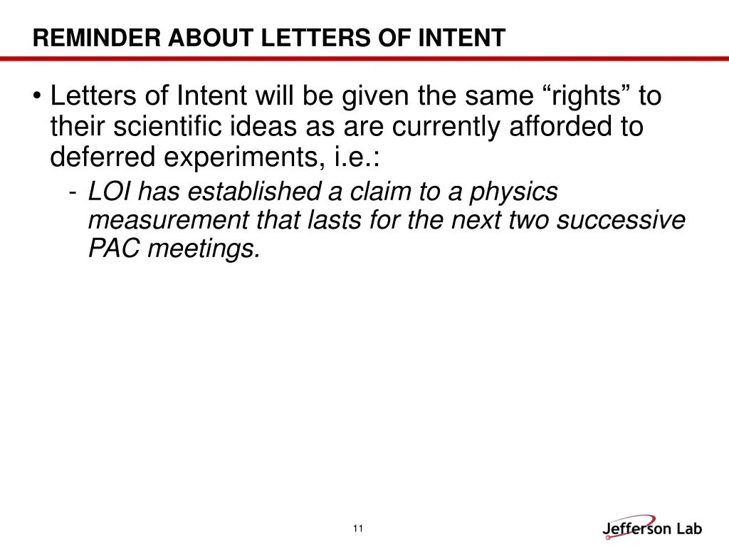 reminder about letters of intent