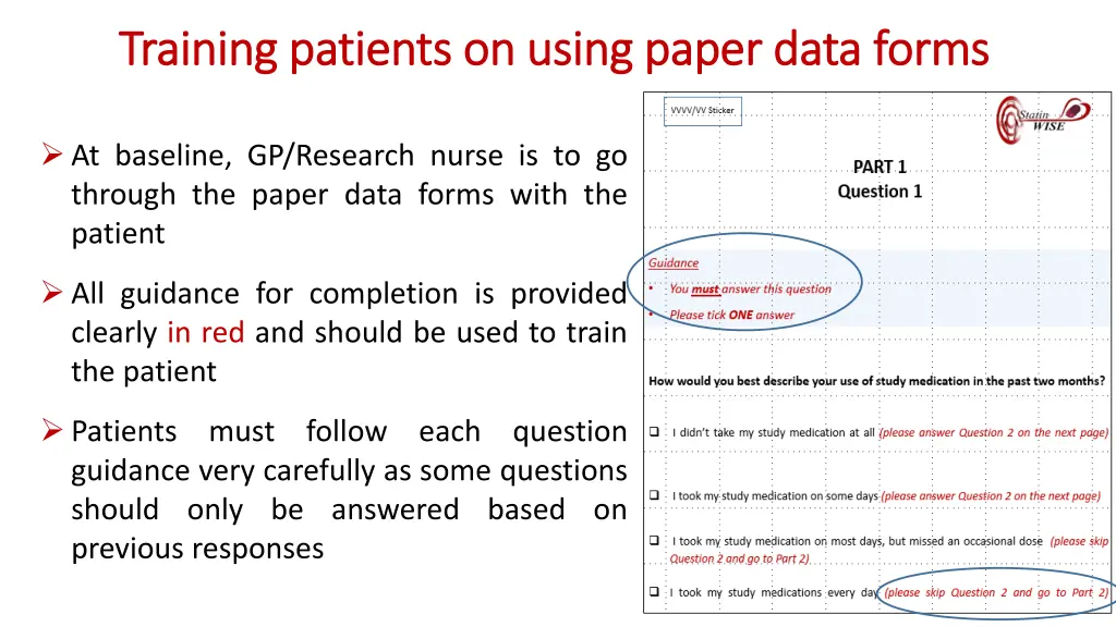 training patients on using paper data forms