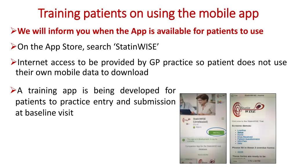 training patients on using the mobile