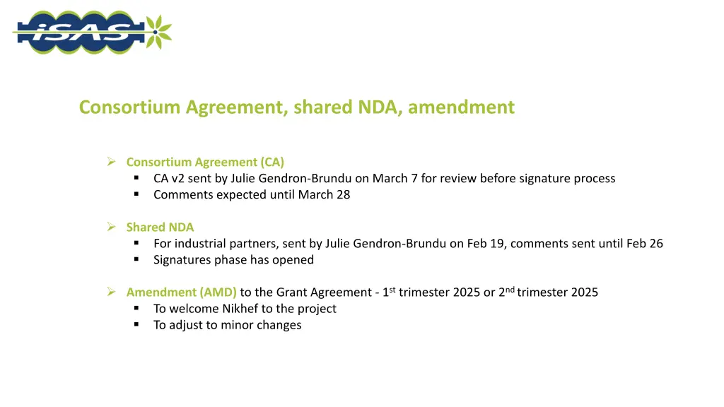 consortium agreement shared nda amendment