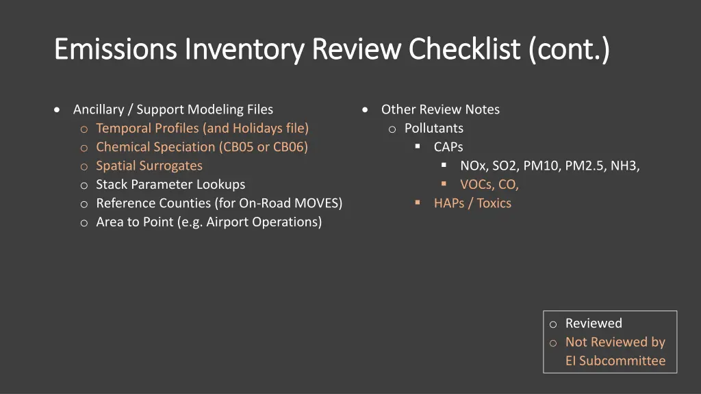 emissions inventory review emissions inventory