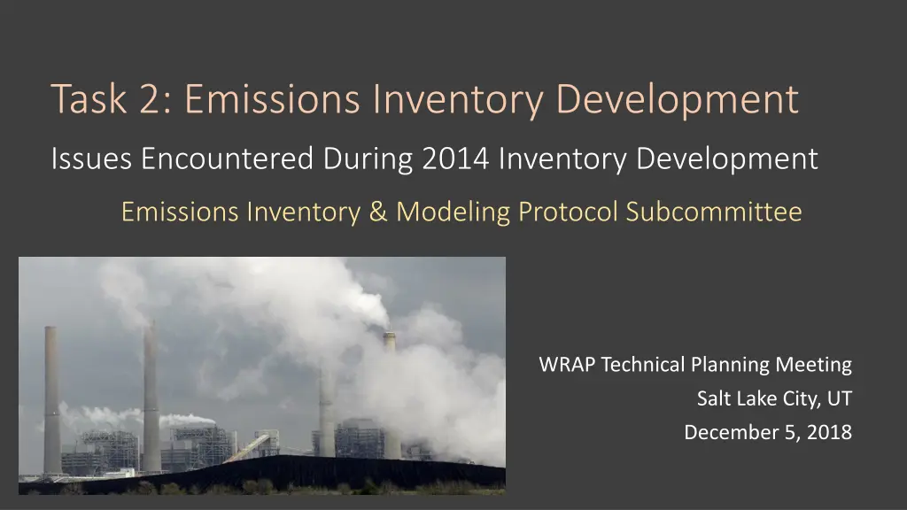 task 2 emissions inventory development