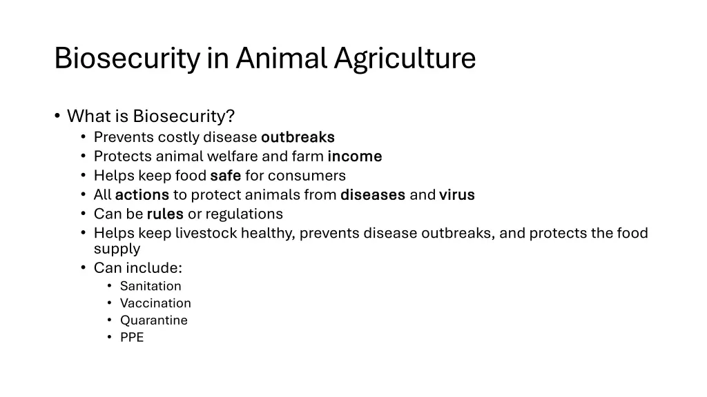 biosecurity in animal agriculture