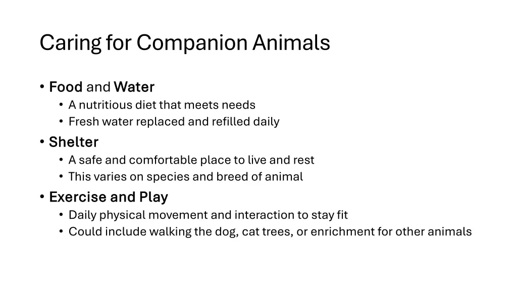 caring for companion animals