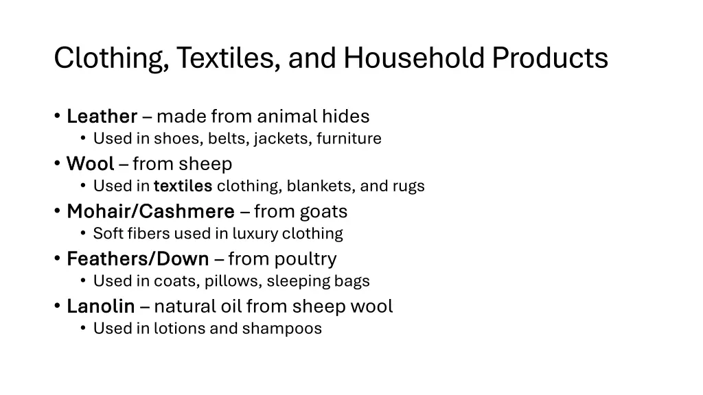 clothing textiles and household products