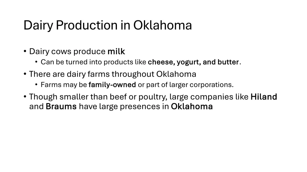 dairy production in oklahoma