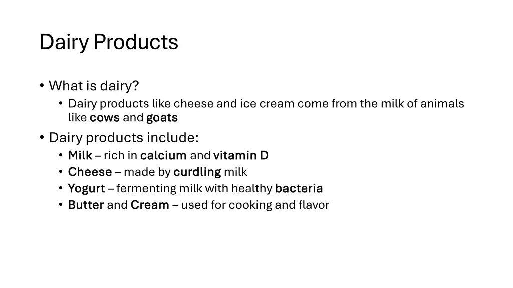 dairy products