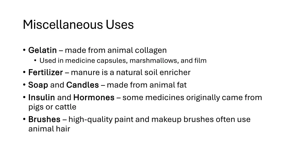 miscellaneous uses