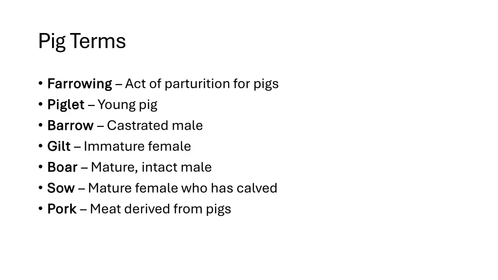 pig terms