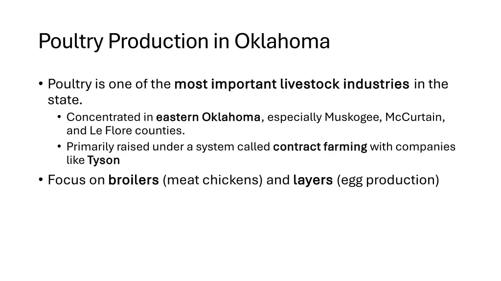 poultry production in oklahoma