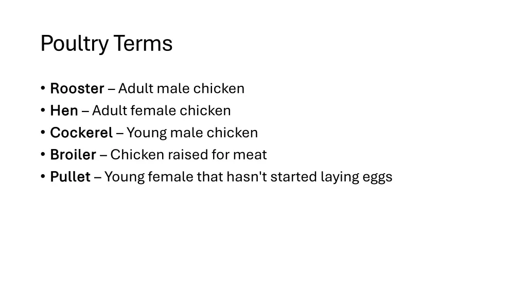 poultry terms