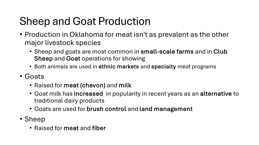 sheep and goat production production in oklahoma