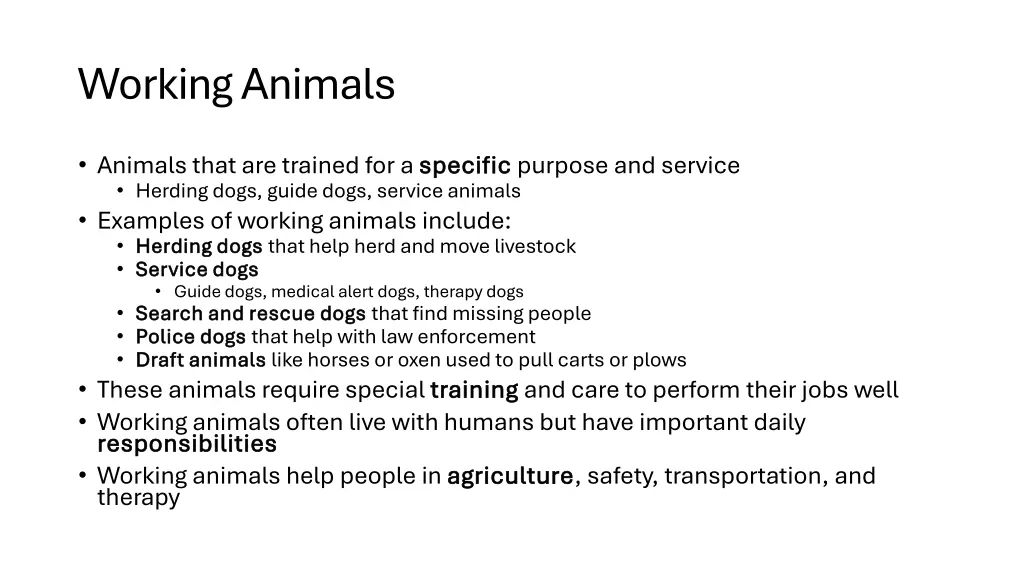 working animals