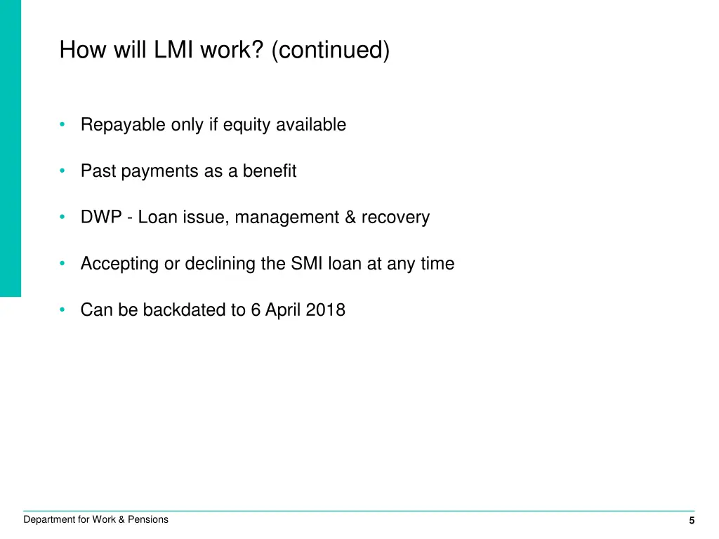 how will lmi work continued