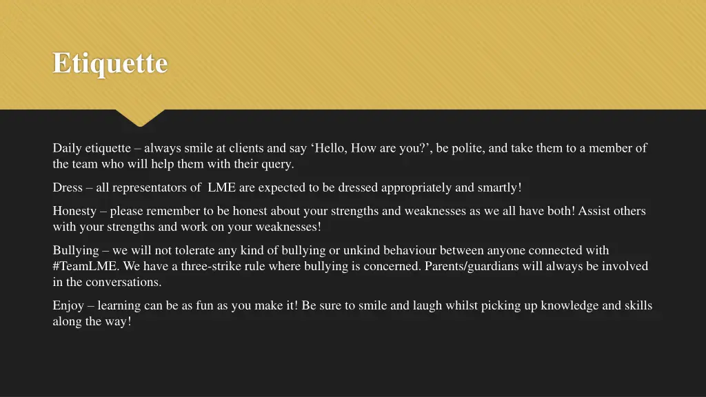 etiquette