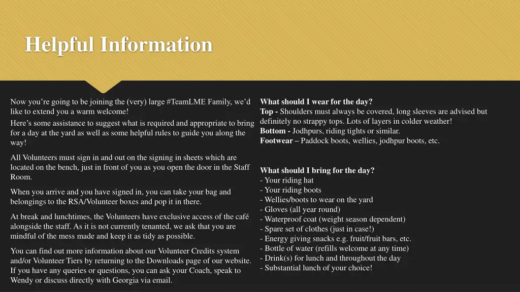 helpful information
