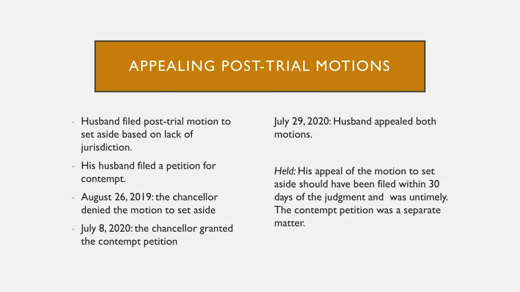 appealing post trial motions