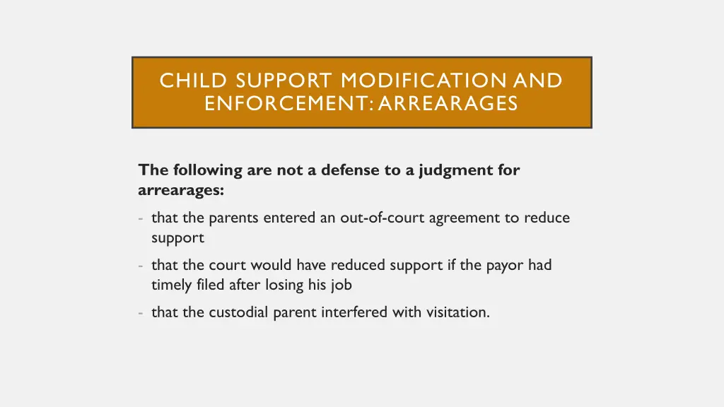 child support modification and enforcement