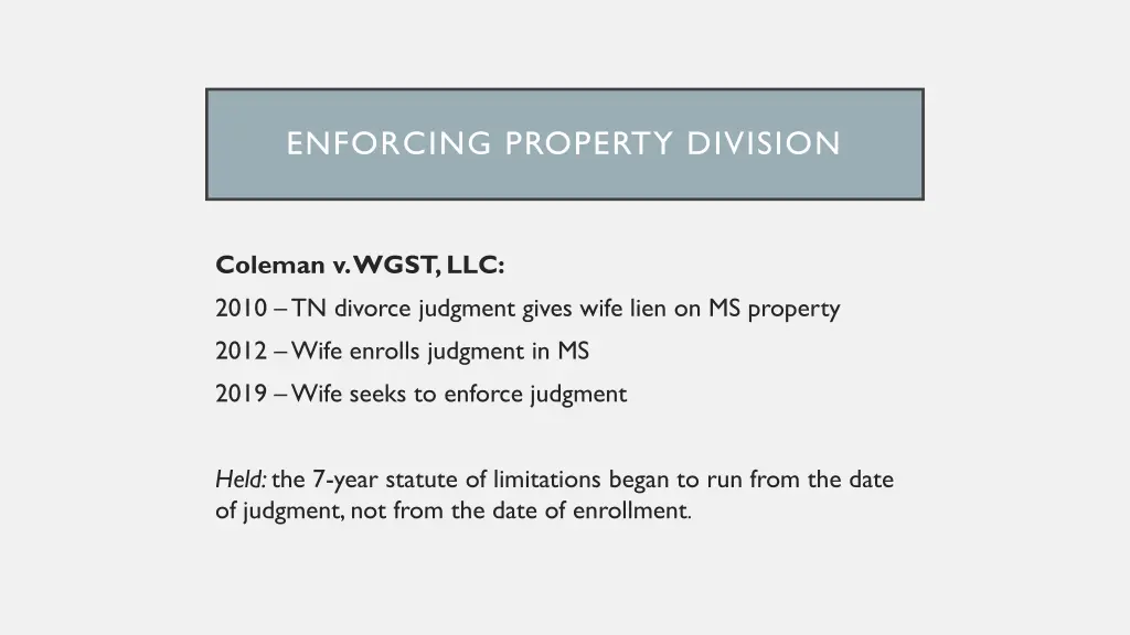 enforcing property division 1