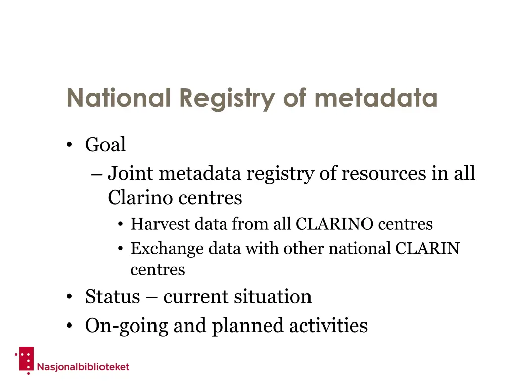 national registry of metadata