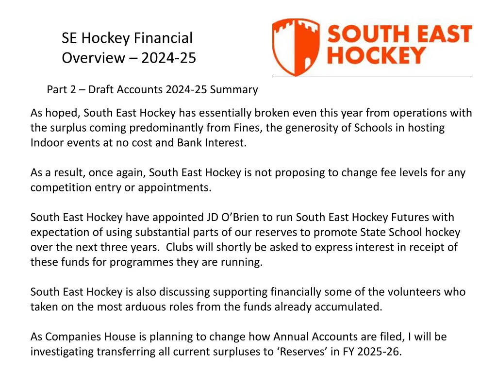 se hockey financial overview 2024 25 7