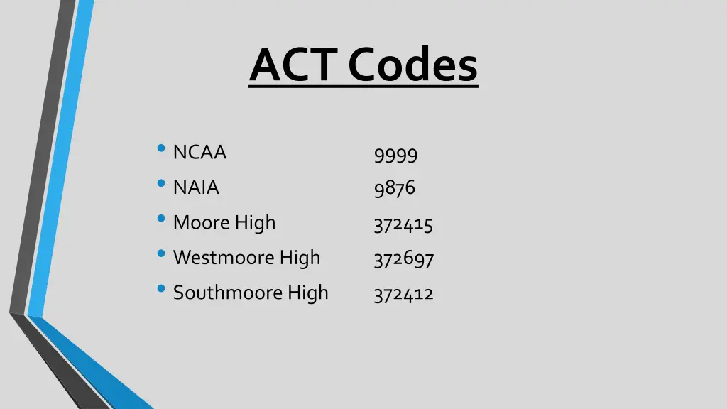 act codes