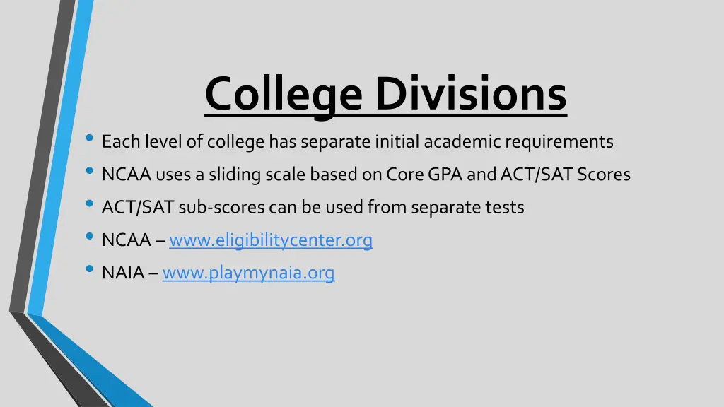 college divisions each level of college