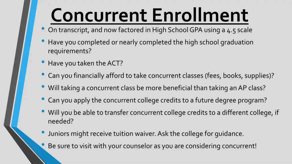 concurrent enrollment on transcript
