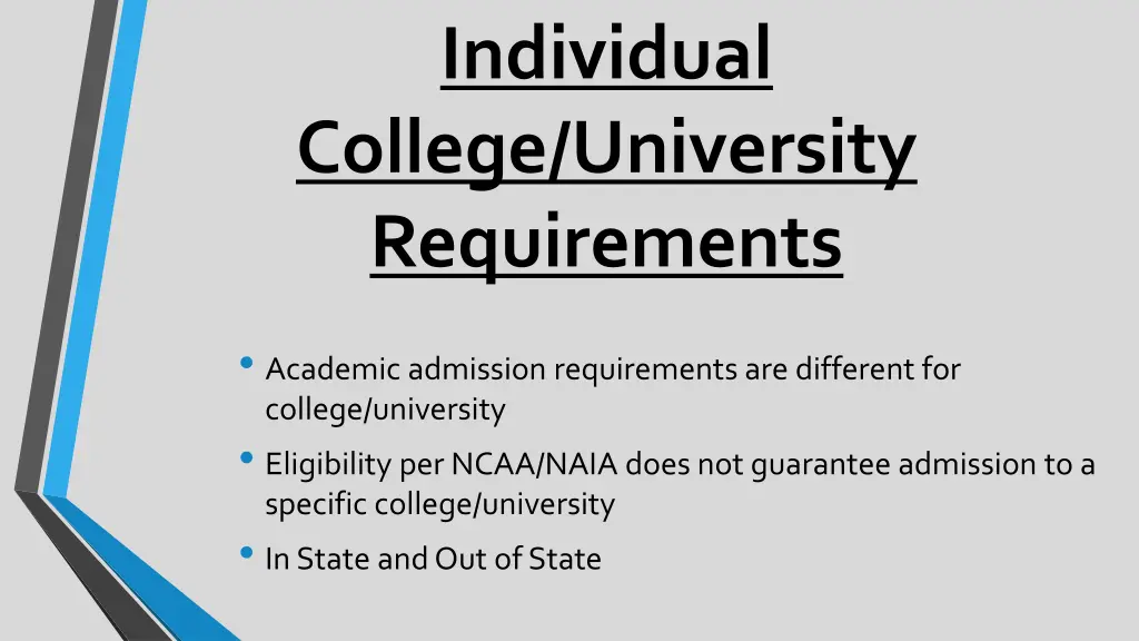 individual college university requirements