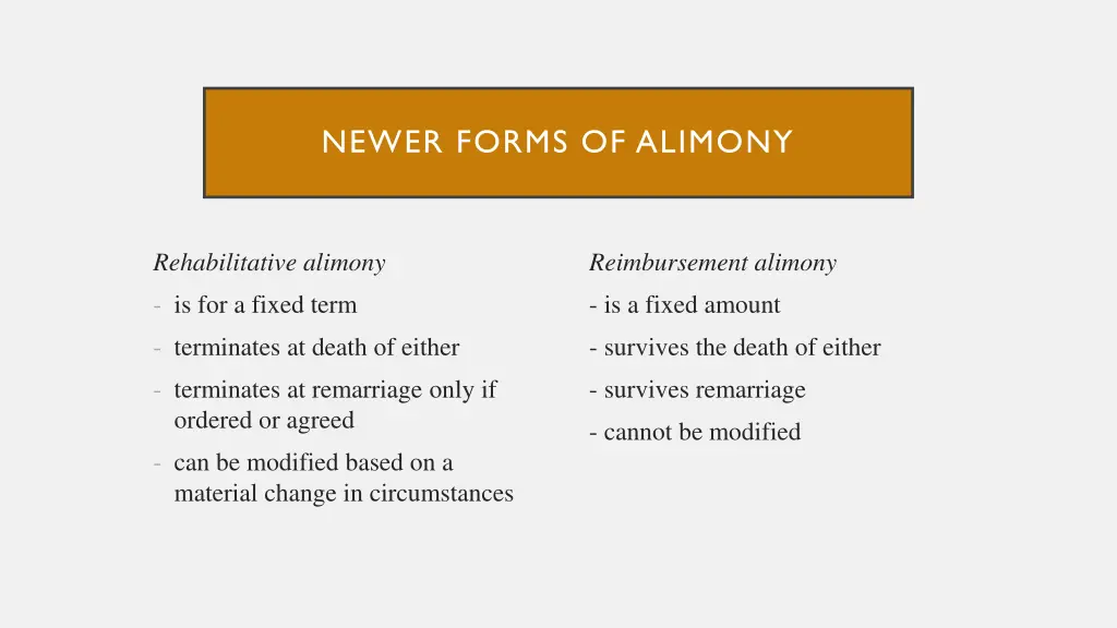 newer forms of alimony