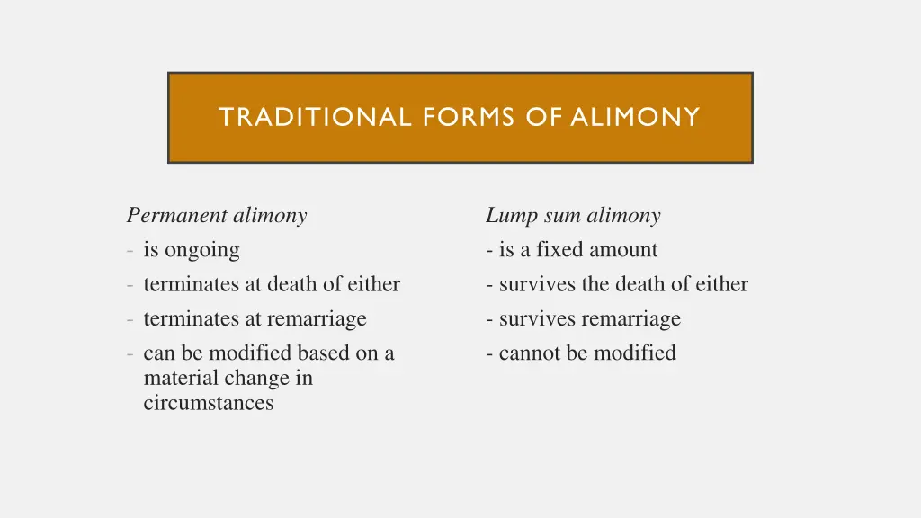 traditional forms of alimony