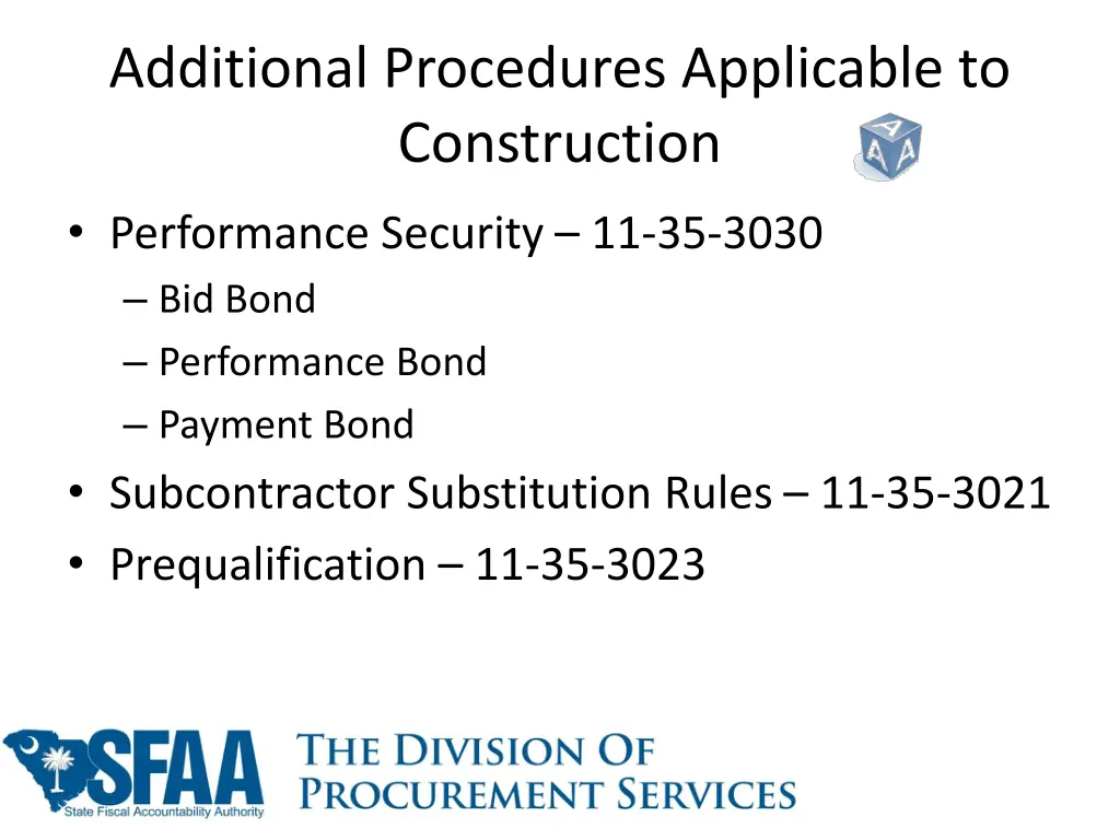 additional procedures applicable to construction