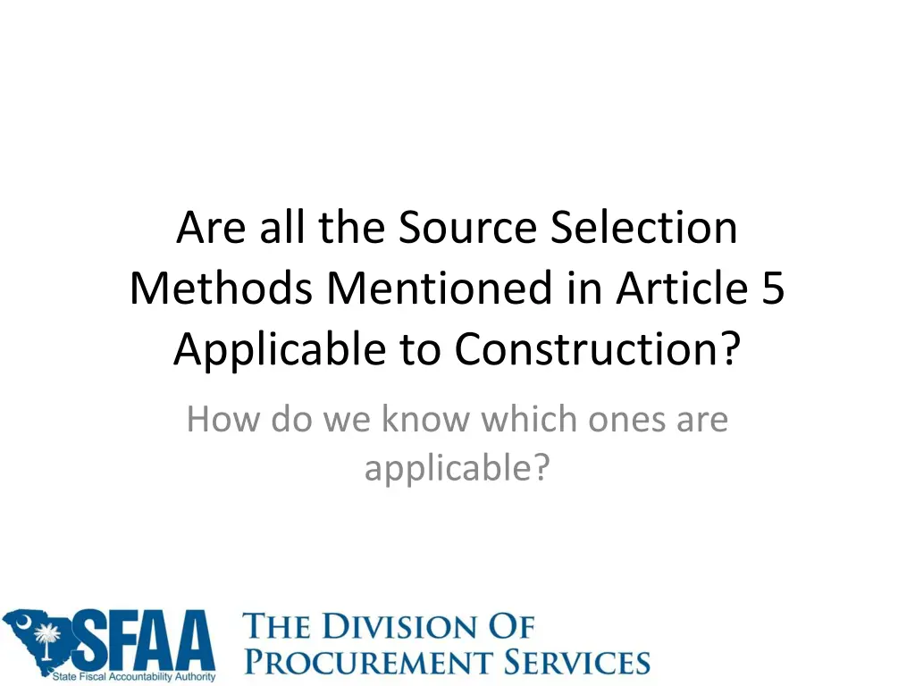 are all the source selection methods mentioned