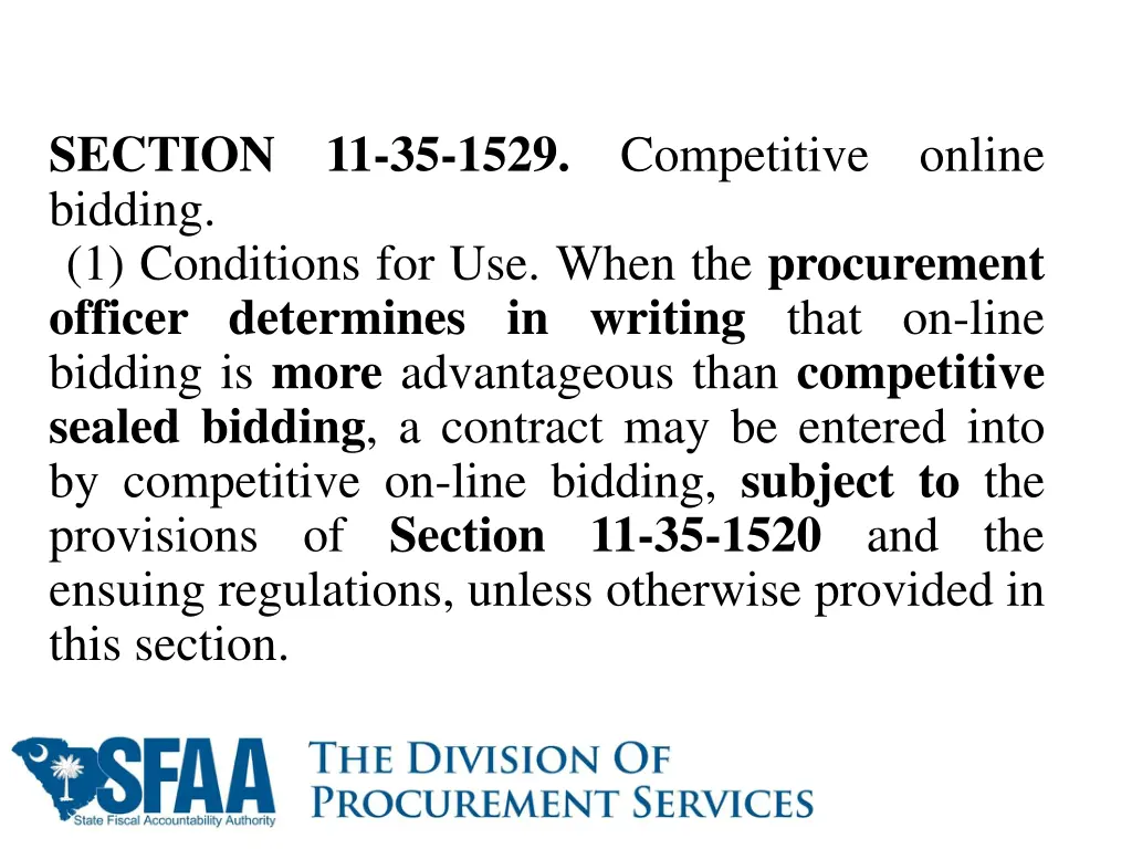 section bidding 1 conditions for use when