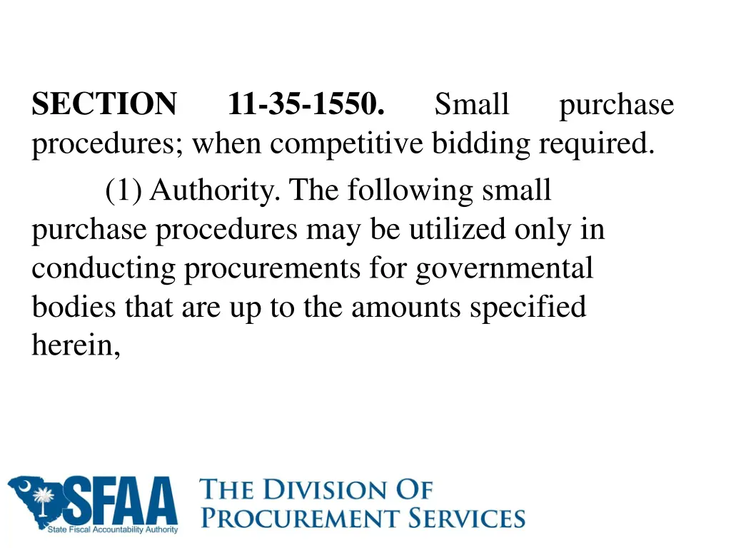section procedures when competitive bidding