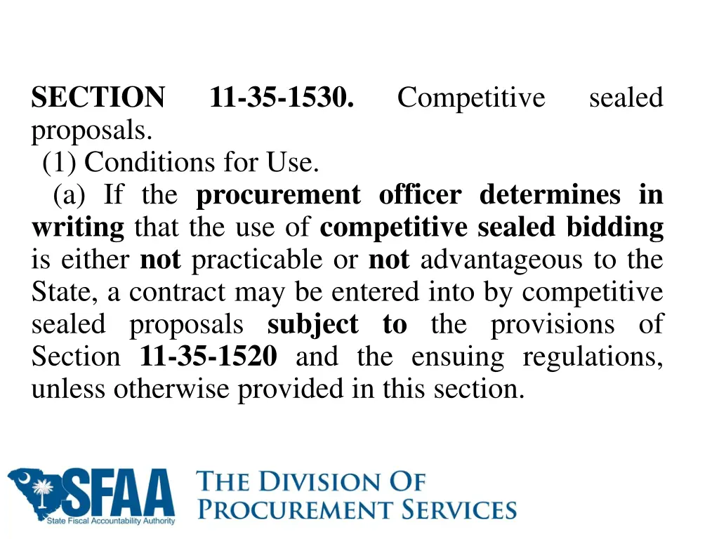 section proposals 1 conditions