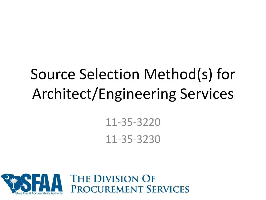 source selection method s for architect