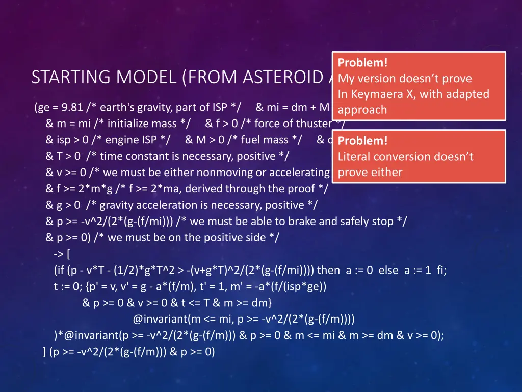 problem my version doesn t prove in keymaera