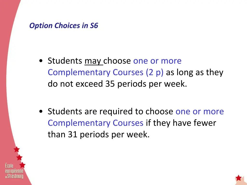 option choices in s6 5
