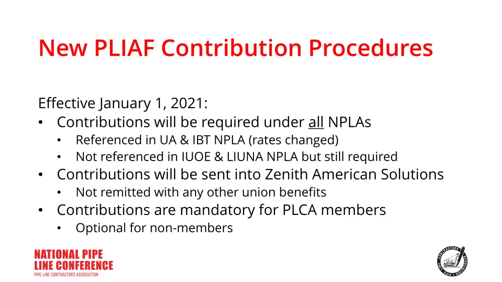 new pliaf contribution procedures 1