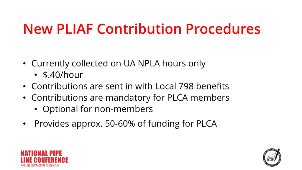 new pliaf contribution procedures