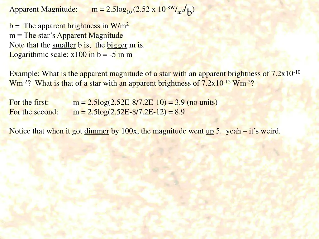apparent magnitude m 2 5log