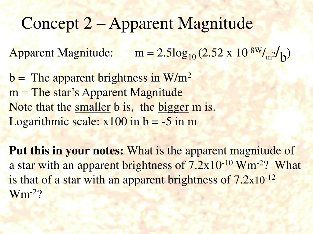 concept 2 apparent magnitude